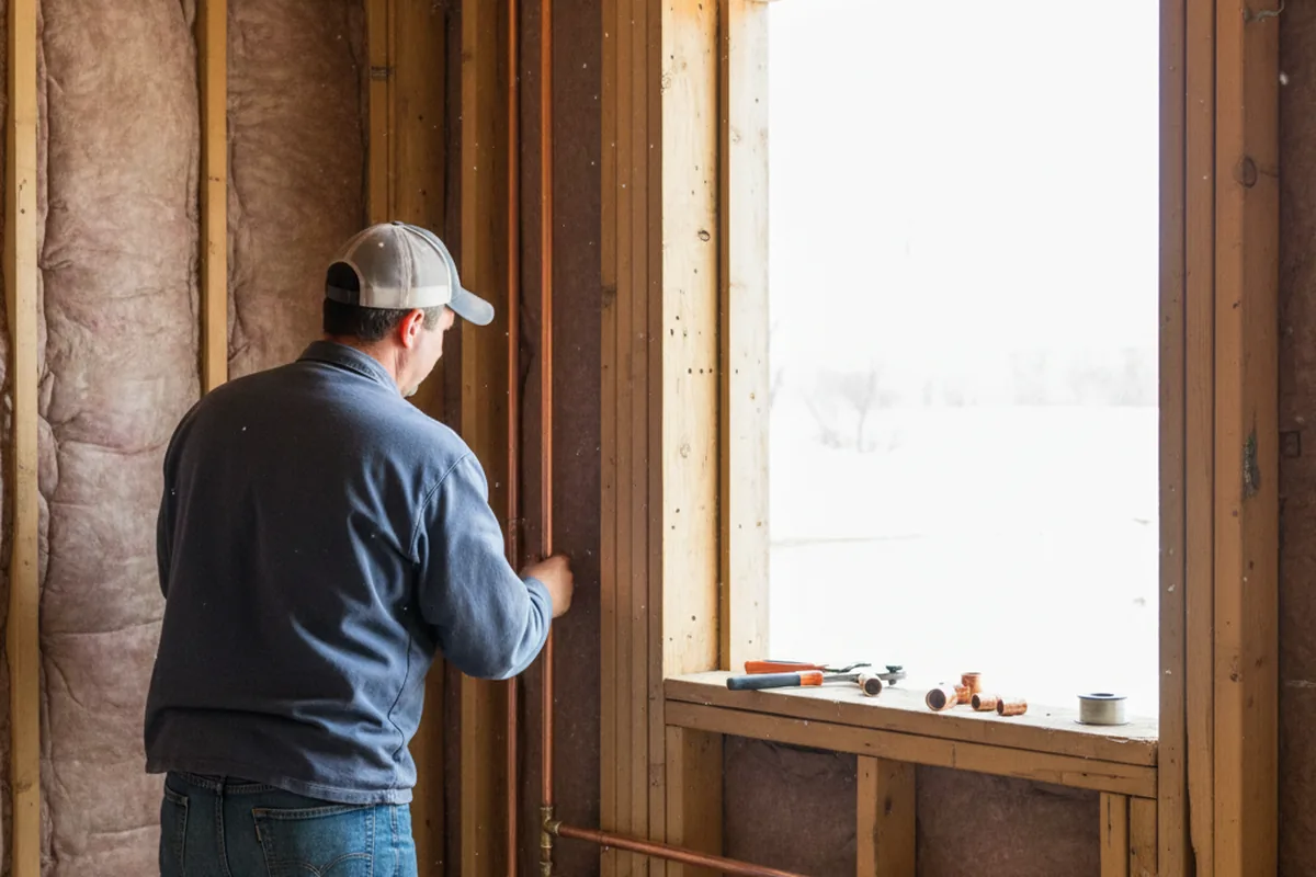 Licensed plumber running new copper supply lines in a Hagaman home