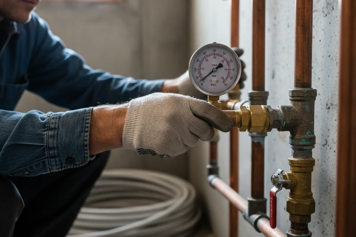 Pressure testing a repaired line during Water Line Repair in Hagaman